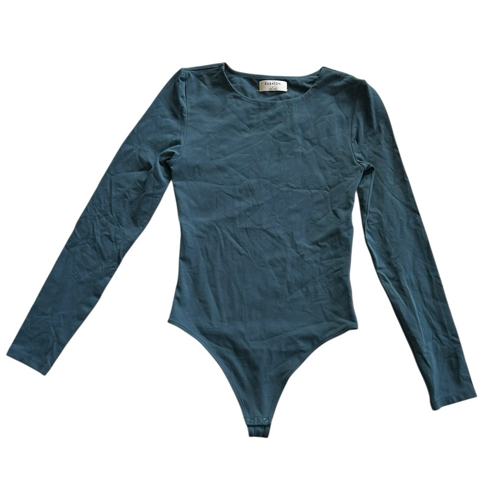 Babaton Contour Crew Longsleeve Bodysuit Deep Teal Size S Contemporary Modern